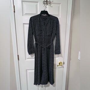 Banana Republic Black and White Polka Dot Midi Dress